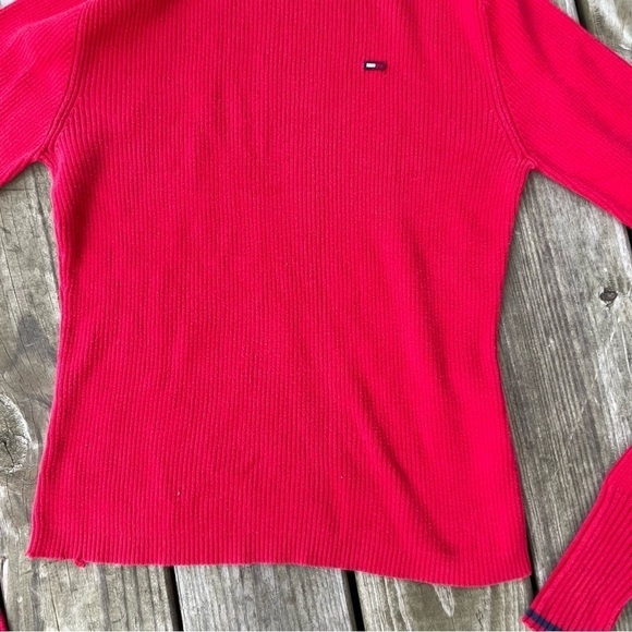 Vintage Tommy Hilfiger Jeans Flag Women's Turtleneck Sweater Ribbed Knit XL - Picture 3 of 8